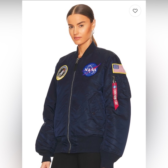 Revolve NASA 100th Space Shuttle Mission 3 Patch Satin Flight Jacket Size Small - Picture 14 of 15